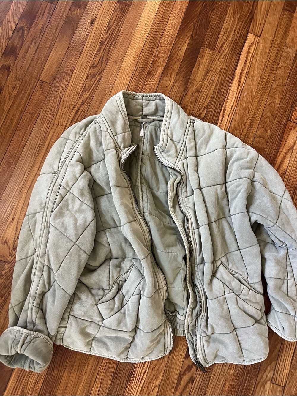 Free People Quilted Puffer Jacket - Light Sage